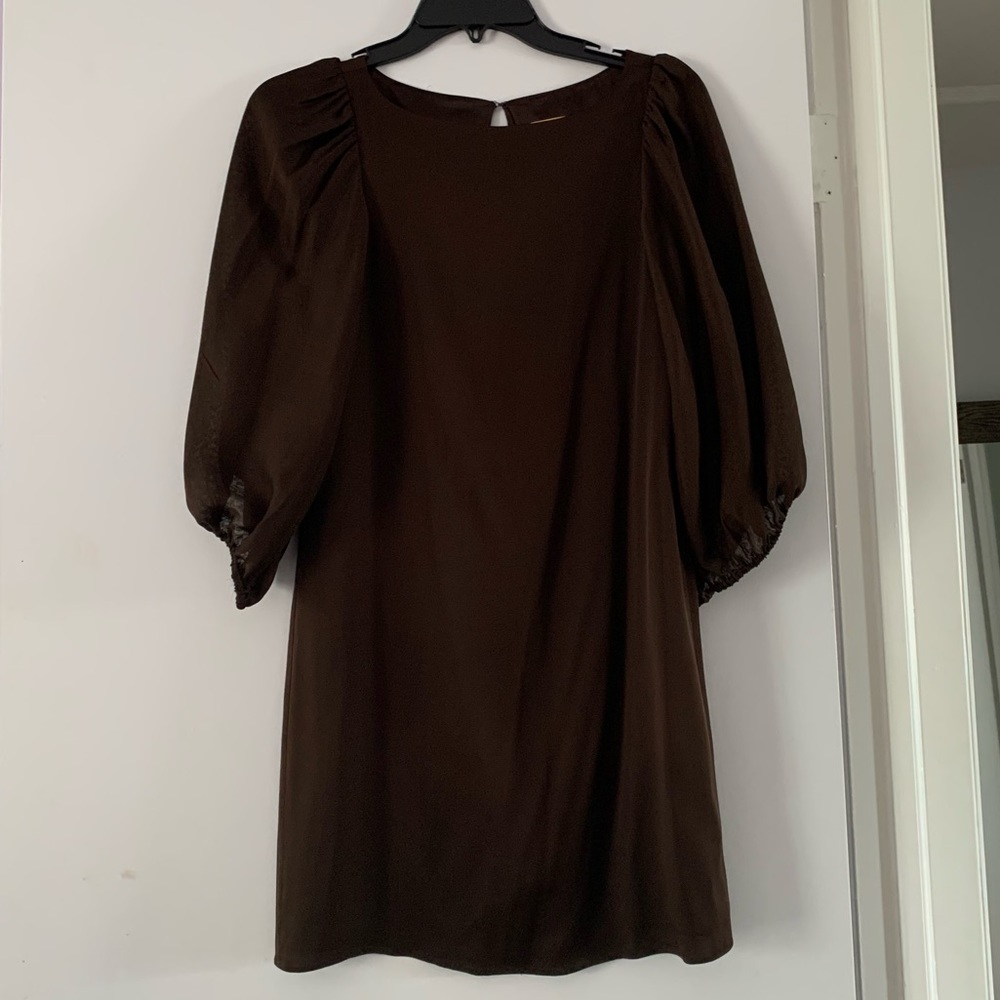 Silk Alice & Olivia Brown Silk Satin Shift Dress XS